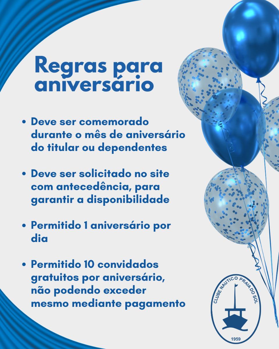 Regras para Aniversário